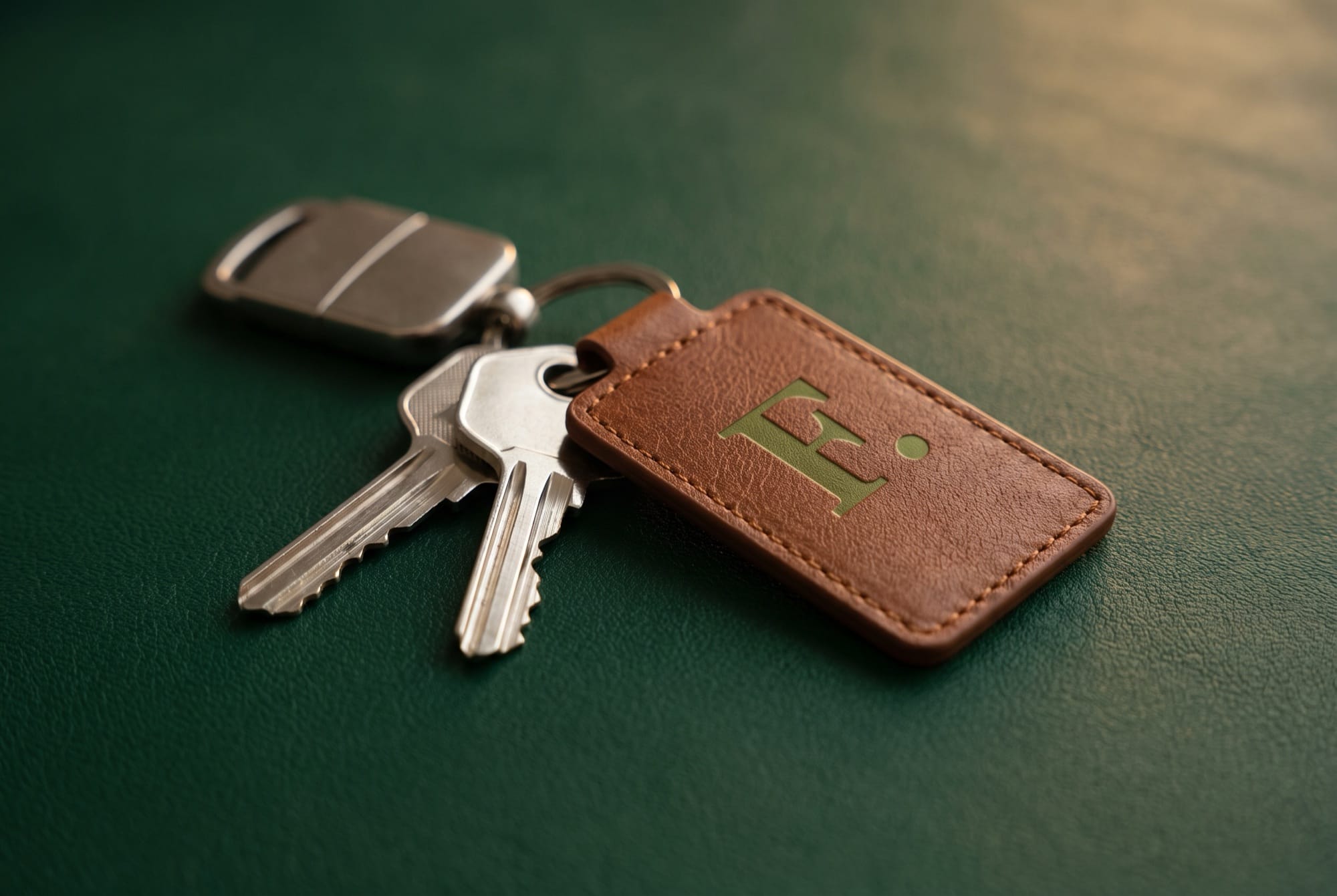 Keys to a completed apartment on a Falcon Partnerships keyring