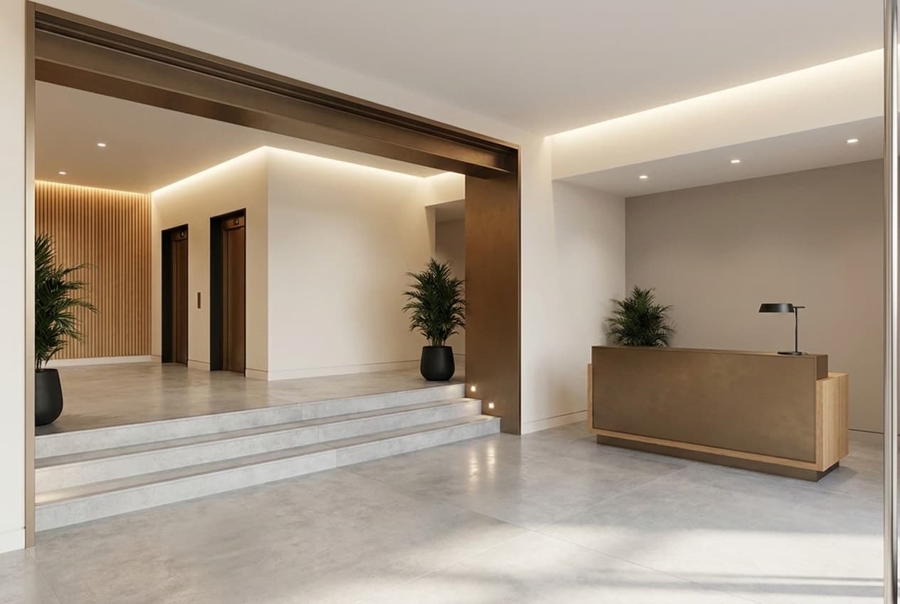The residents' lobby at Imperial Exchange